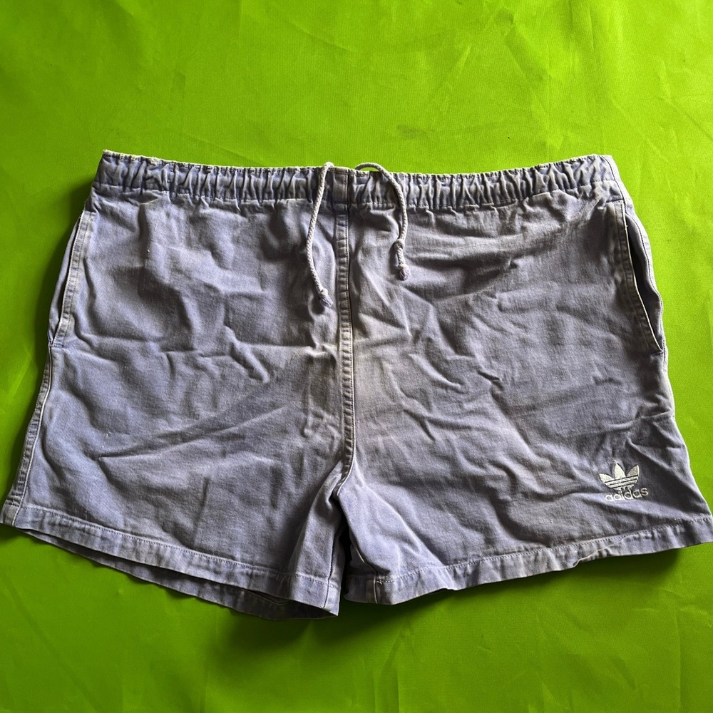 Vintage Adidas Trefoil Shorts Mens Medium Purple USA Cotton Twill Drawstring